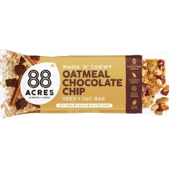 88 Acres Warm 'N' Chewy Gluten-Free Oatmeal/Chocolate Chip Seed and Oat Bar, 1.6 oz., 9 Bars/Box (315111)