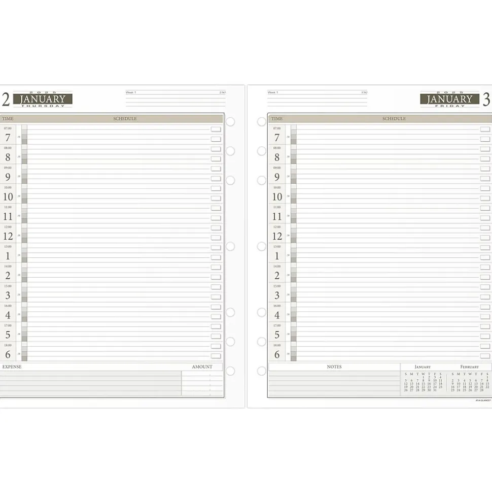 2025 AT-A-GLANCE 11" x 8.5" Daily & Monthly Planner Refill, White/Brown (491-125-25)