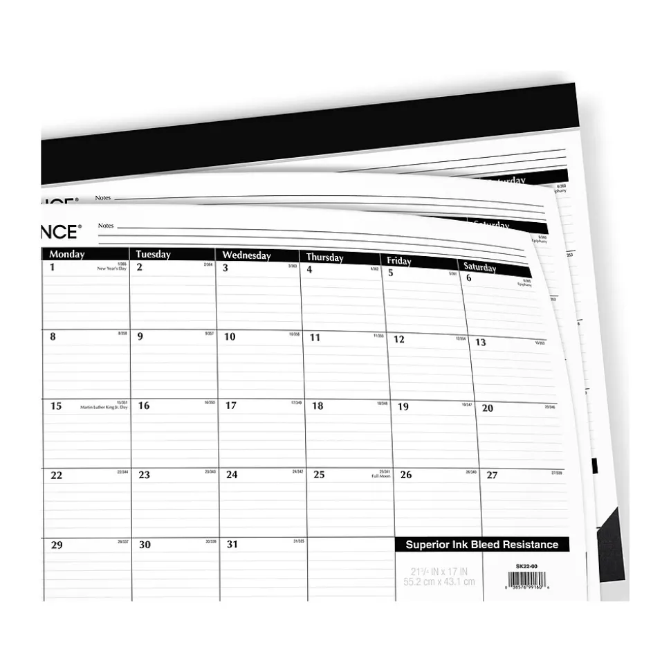 2025 AT-A-GLANCE 21.75" x 17" Monthly Desk Pad Calendar, White/Black (SK22-00-25)
