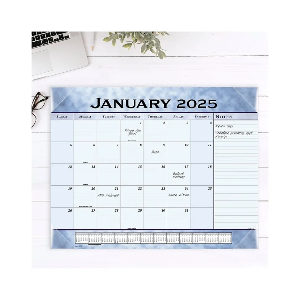 2025 AT-A-GLANCE 21.75" x 17" Monthly Desk Pad Calendar, Slate Blue (89701-25)