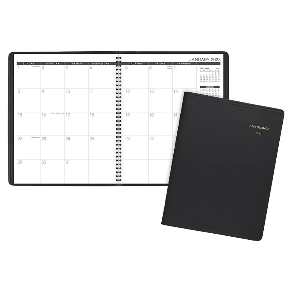 2023-2024 AT-A-GLANCE 9" x 11" Monthly Planner, Black (70-260-05-23)