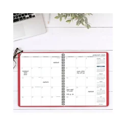2025 AT-A-GLANCE 9" x 11" Monthly Planner, Faux Leather Cover, Red (70-250-13-25)