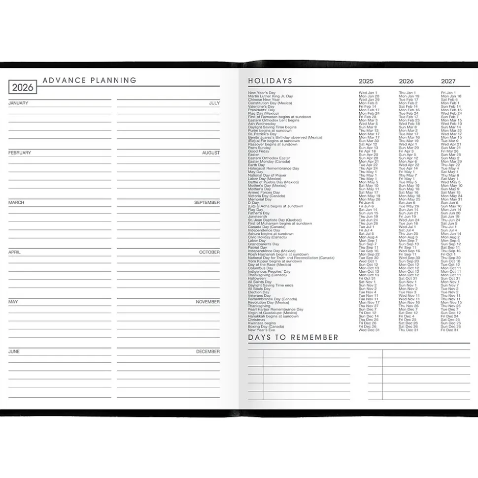 2025 AT-A-GLANCE 7" x 10" Monthly Planner, Faux Leather Cover, Black (70-432-05-25)