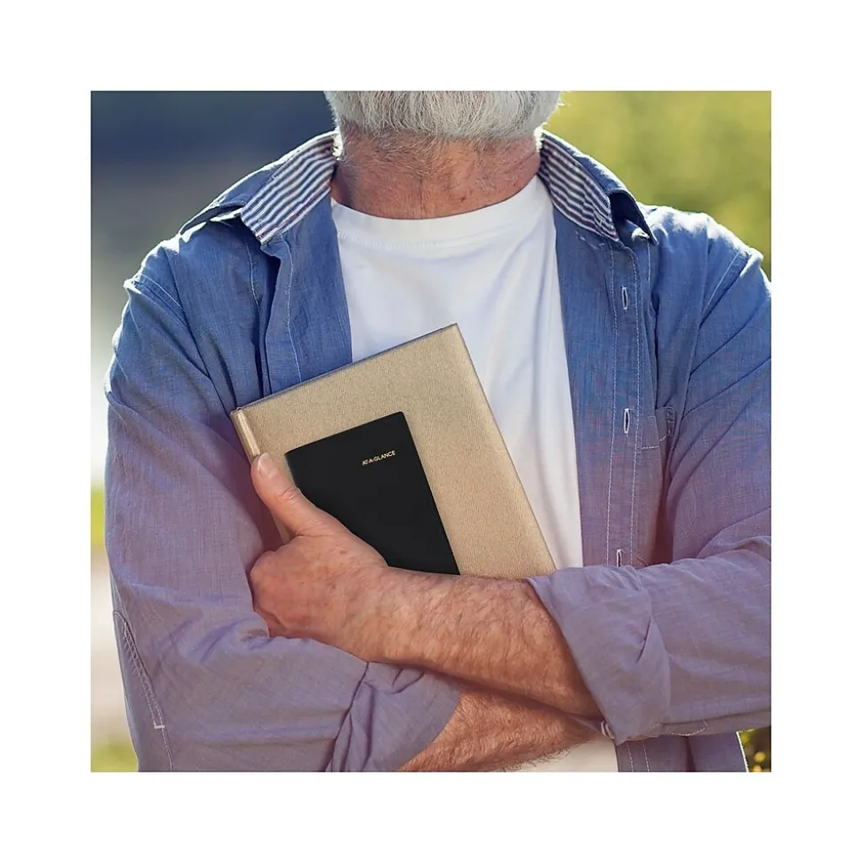 2025 AT-A-GLANCE 3.5" x 6" Monthly Planner, Faux Leather Cover, Black (70-064-05-25)