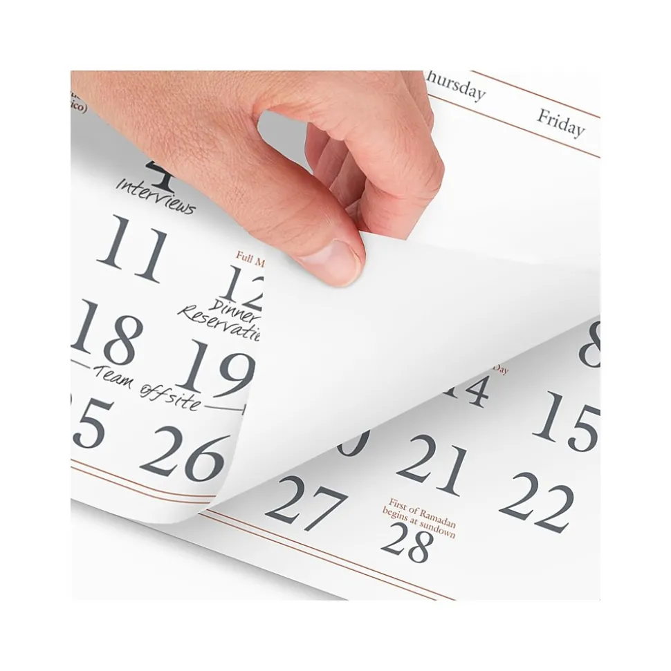 2025 AT-A-GLANCE 12" x 27" Three-Month Wall Calendar, White/Black (SW115-28-25)