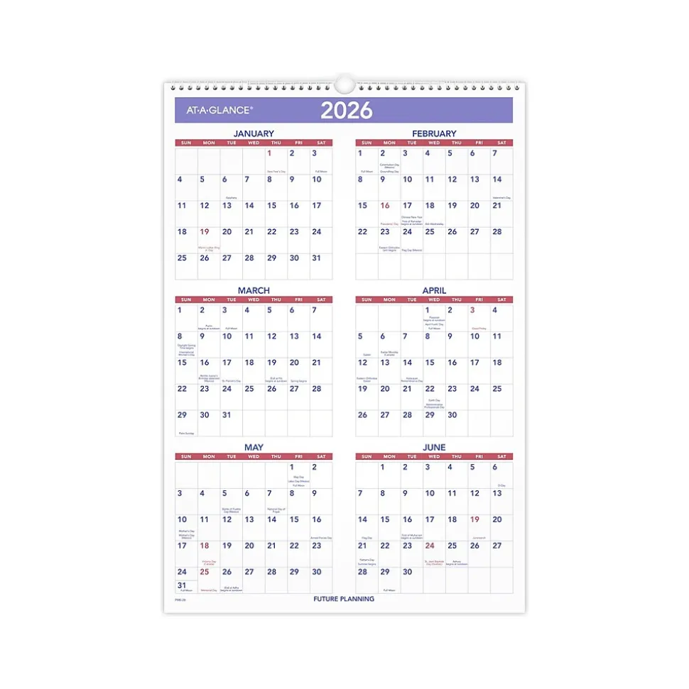 2025 AT-A-GLANCE 15.5" x 22.75" Three-Month Wall Calendar (PM6-28-25)