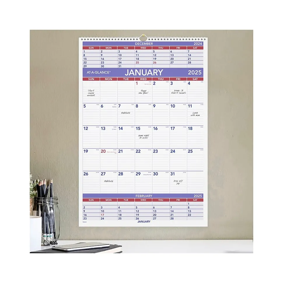 2025 AT-A-GLANCE 15.5" x 22.75" Three-Month Wall Calendar (PM6-28-25)