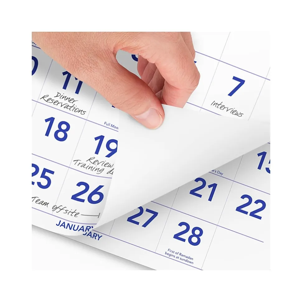 2025 AT-A-GLANCE 12" x 27" Three-Month Wall Calendar, White/Purple (PM11-28-25)