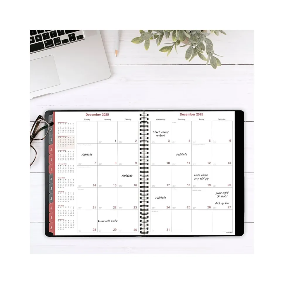 2025 AT-A-GLANCE 8" x 11" Weekly & Monthly Appointment Book, Faux Leather Cover, Black (33351-2501)