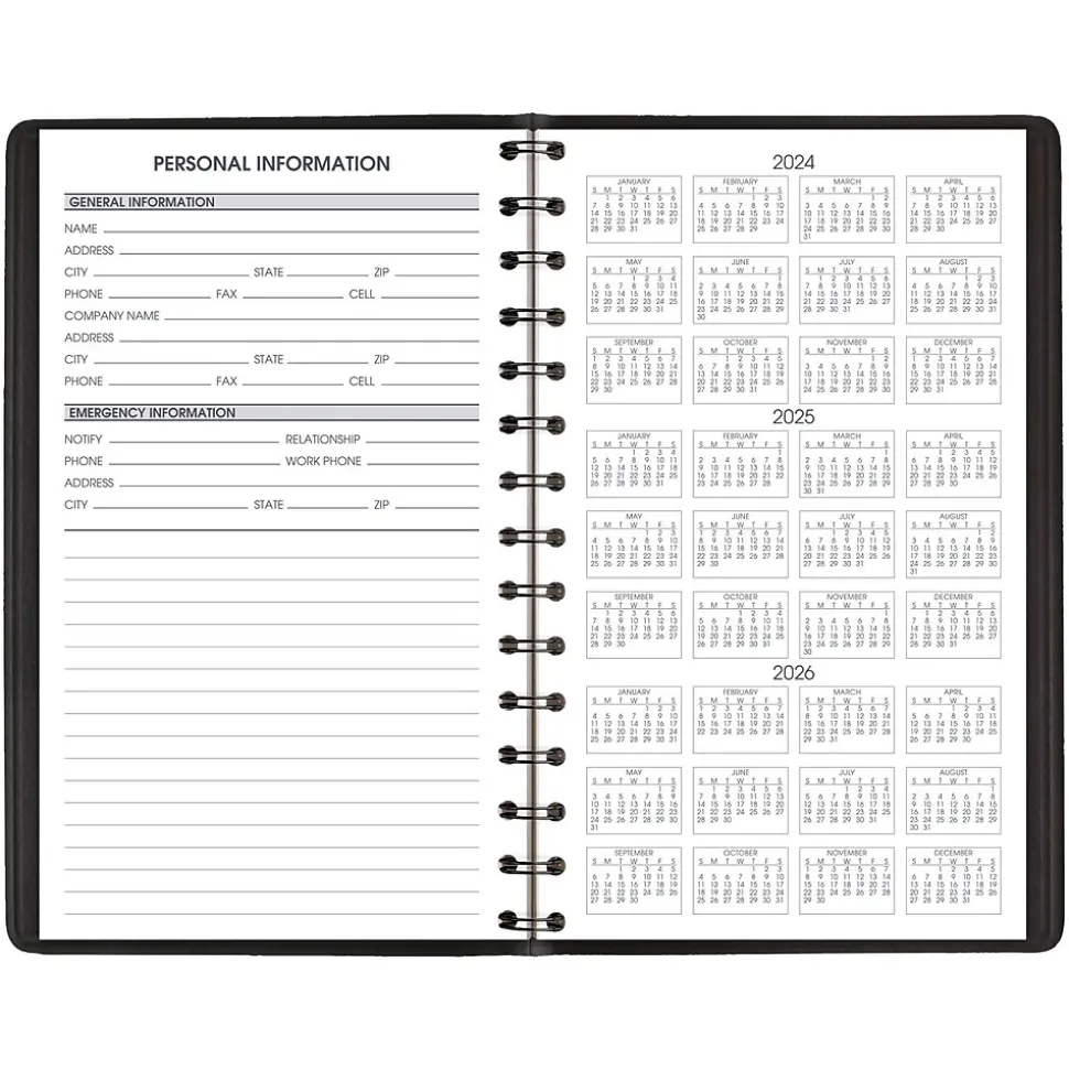 2025 AT-A-GLANCE 5" x 8" Weekly Appointment Book, Faux Leather Cover, Black (70-075-05-25)