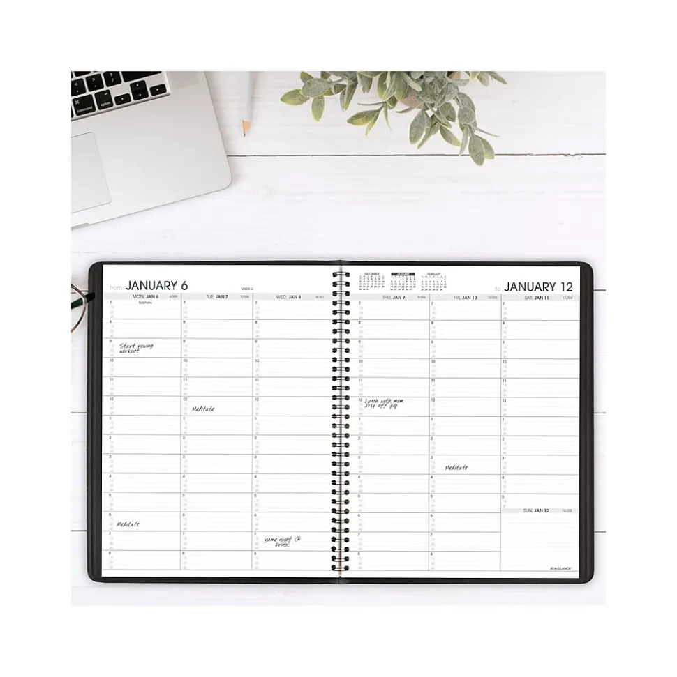 2025 AT-A-GLANCE 8.25" x 11" Weekly Appointment Book, Faux Leather Cover, Black (70-950-05-25)