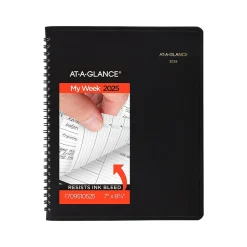 2025 AT-A-GLANCE 7" x 8.75" Weekly Appointment Book, Faux Leather Cover, Black (70-951-05-25)