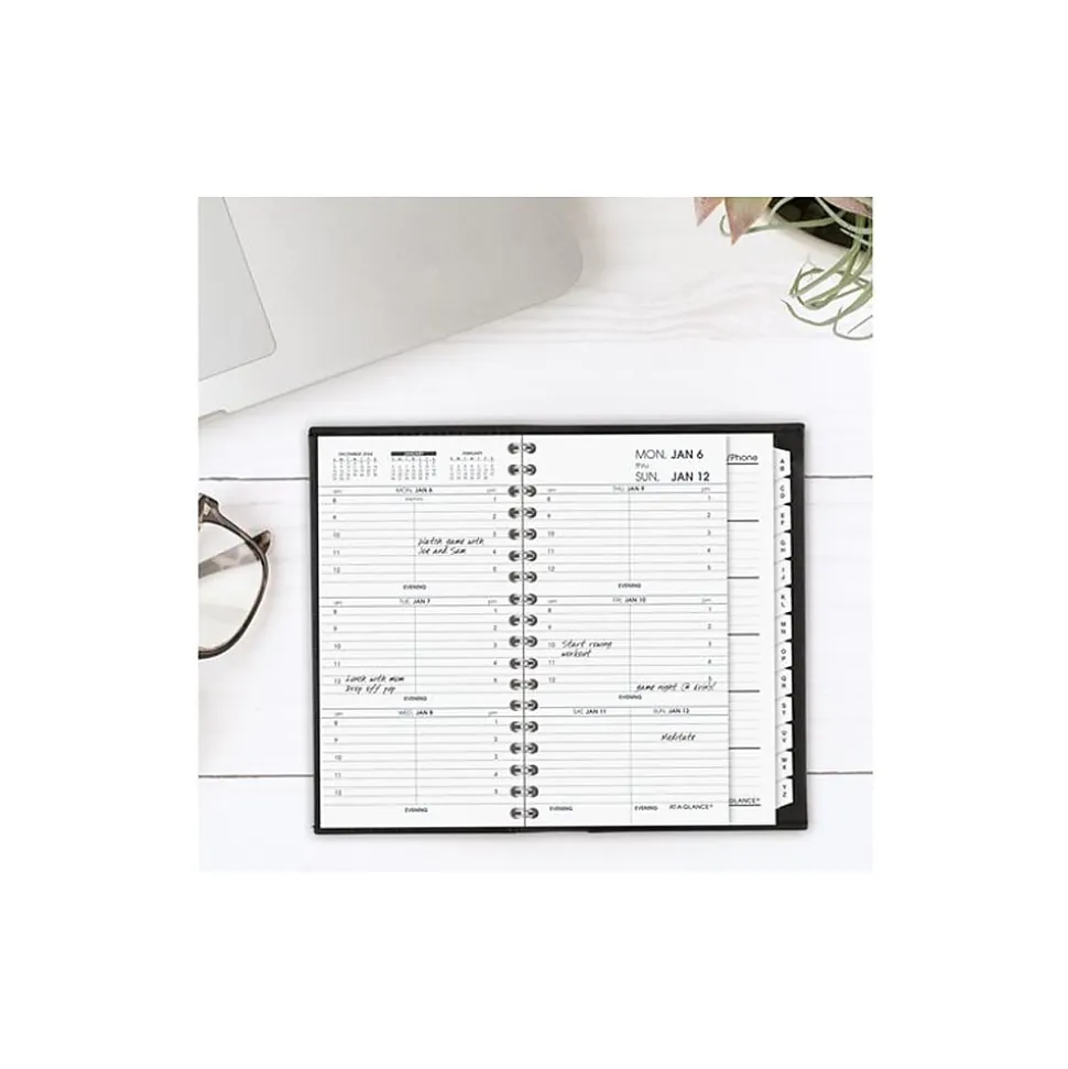 2025 AT-A-GLANCE 3.25" x 6.25" Weekly Appointment Book, Faux Leather Cover, Black (70-008-05-25)
