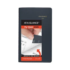 2025 AT-A-GLANCE 5" x 8" Weekly Appointment Book, Faux Leather Cover, Navy (70-075-20-25)