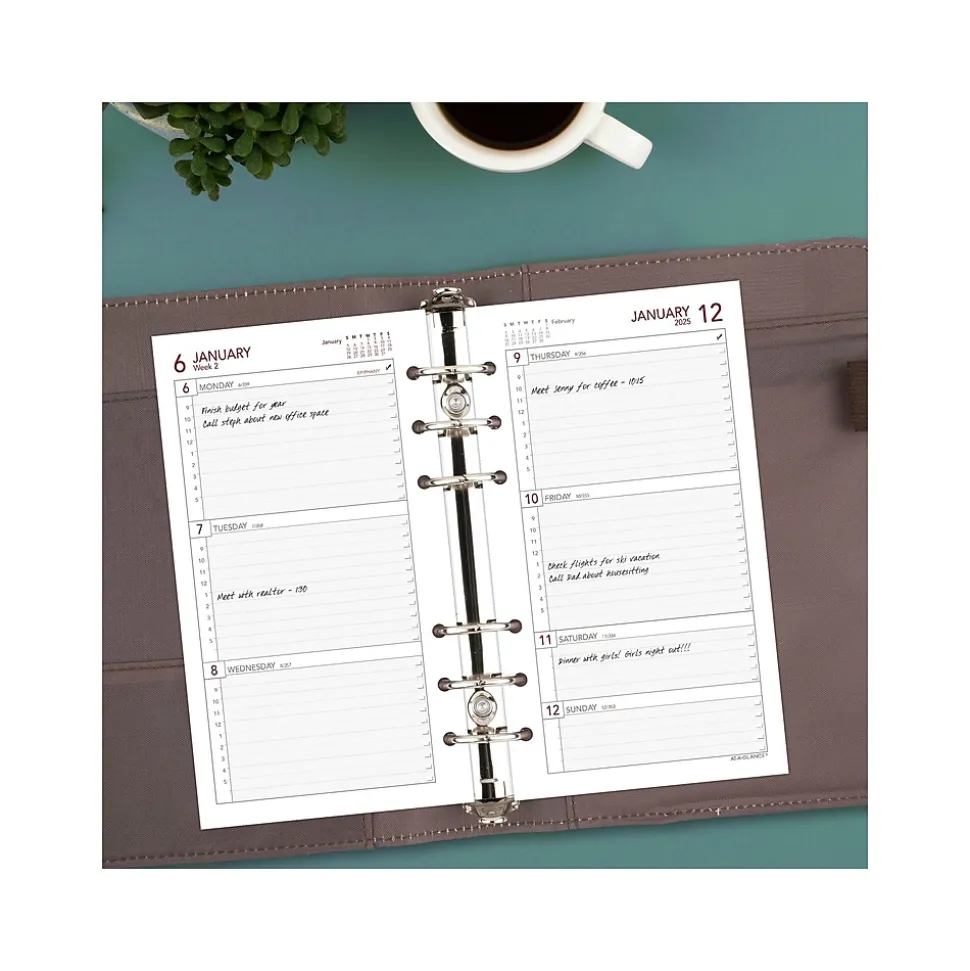 2025 AT-A-GLANCE 6.75" x 3.75" Weekly Planner Refill, White/Gray (063-285Y-25)