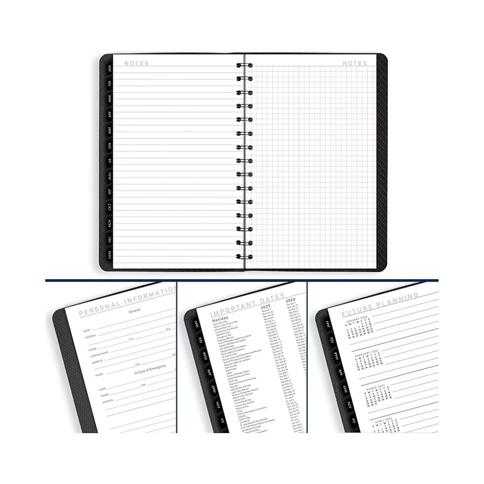 2025 AT-A-GLANCE Contemporary 5" x 8" Weekly & Monthly Planner, Faux Leather Cover, Charcoal (70-100X-45-25)