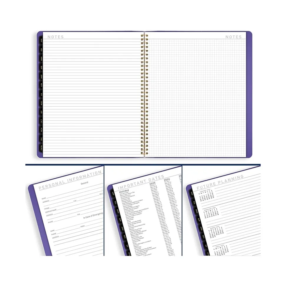 2025 AT-A-GLANCE Contemporary 9" x 11" Monthly Planner, Faux Leather Cover, Purple (70-250X-14-25)