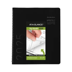 2025 AT-A-GLANCE Contemporary 9" x 11" Monthly Planner, Faux Leather Cover, Black (70-260X-05-25)