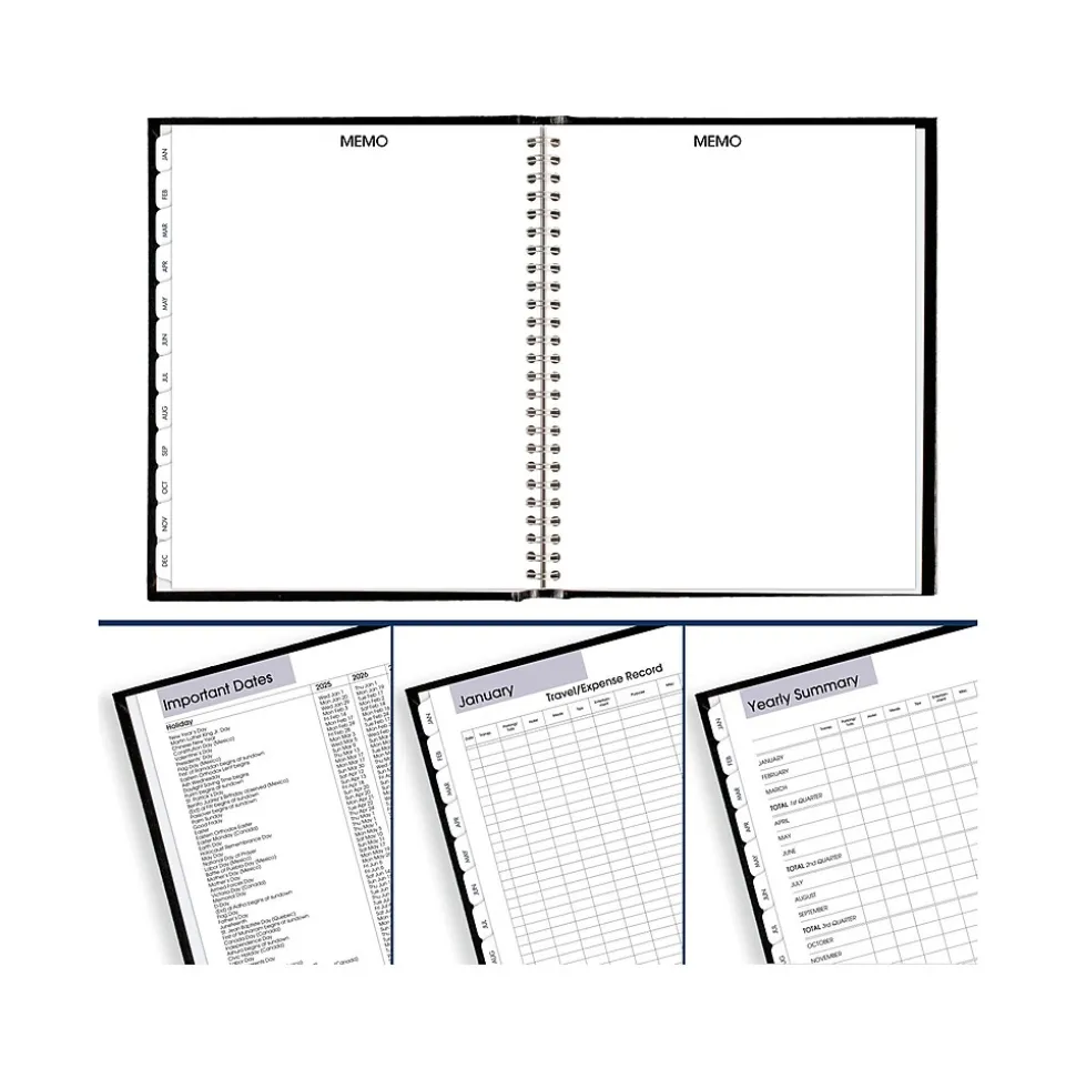 2025 AT-A-GLANCE DayMinder 7" x 8.5" Monthly Planner, Faux Leather Cover, Black (G400H-00-25)