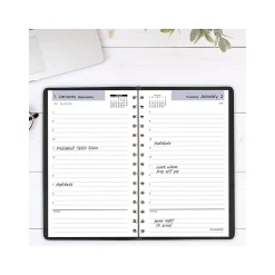 2025 AT-A-GLANCE DayMinder 5" x 8" Daily Appointment Book, Faux Leather Cover, Black (SK44-00-25)