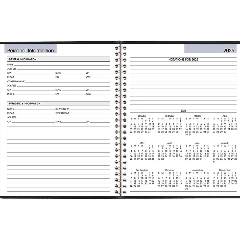 2025 AT-A-GLANCE DayMinder 7" x 8.75" Weekly Planner, Faux Leather Cover, Black (G535-00-25)
