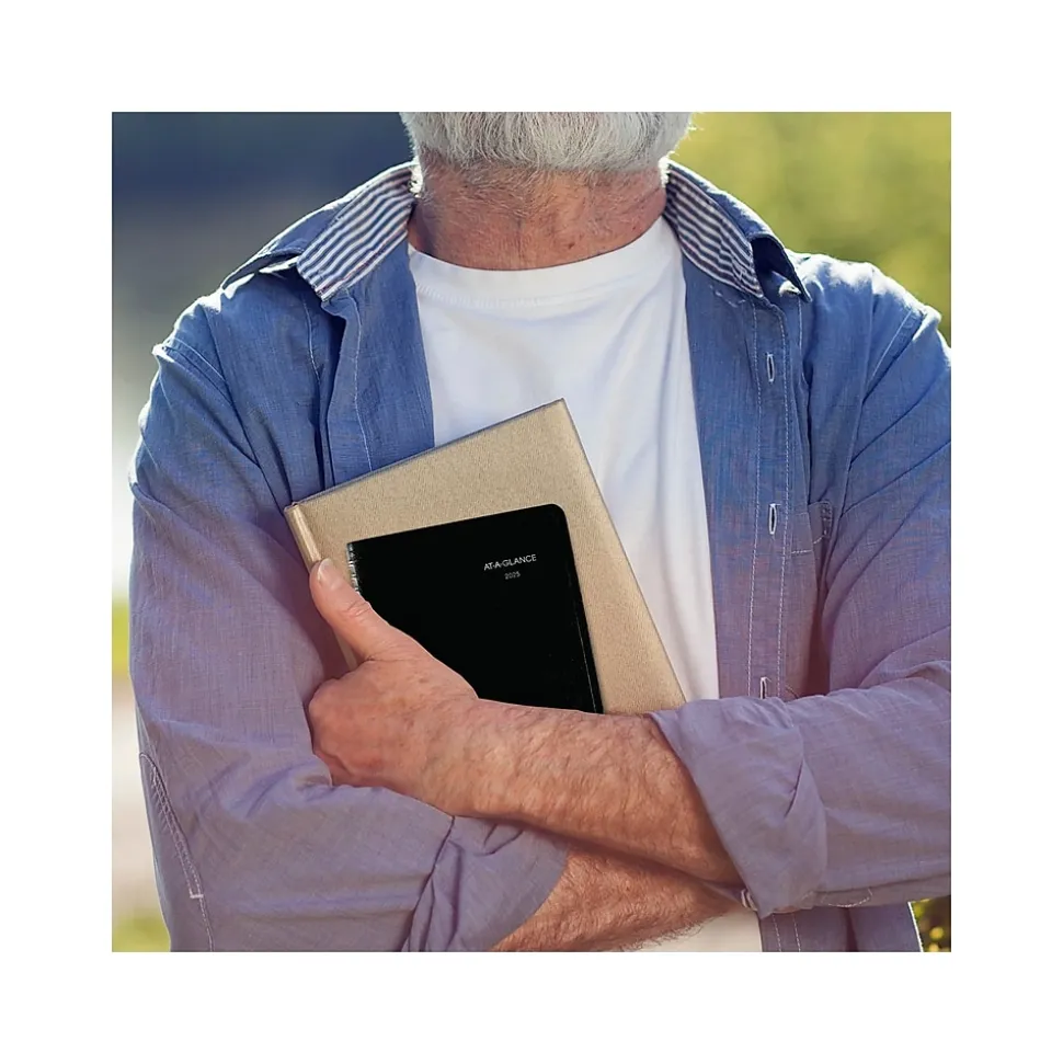 2025 AT-A-GLANCE DayMinder 5" x 8" Weekly Appointment Book, Faux Leather Cover, Black (G200-00-25)