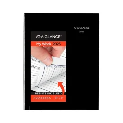 2025 AT-A-GLANCE DayMinder 8" x 11" Weekly Appointment Book Planner, Faux Leather Cover, Black (G520H-00-25)