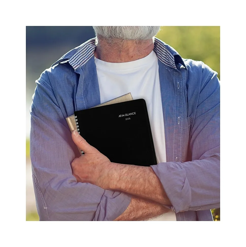 2025 AT-A-GLANCE DayMinder 7" x 8.75" Monthly Planner, Faux Leather Cover, Black (G400-00-25)