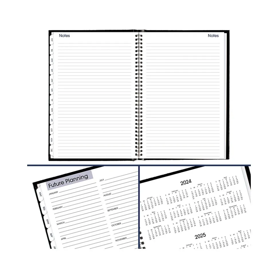 2025 AT-A-GLANCE DayMinder 8" x 11.75" Monthly Planner, Faux Leather Cover, Black (G470H-00-25)