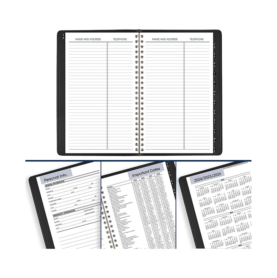 2025 AT-A-GLANCE DayMinder 5" x 8" Weekly Appointment Book, Faux Leather Cover, Black (G210-00-25)