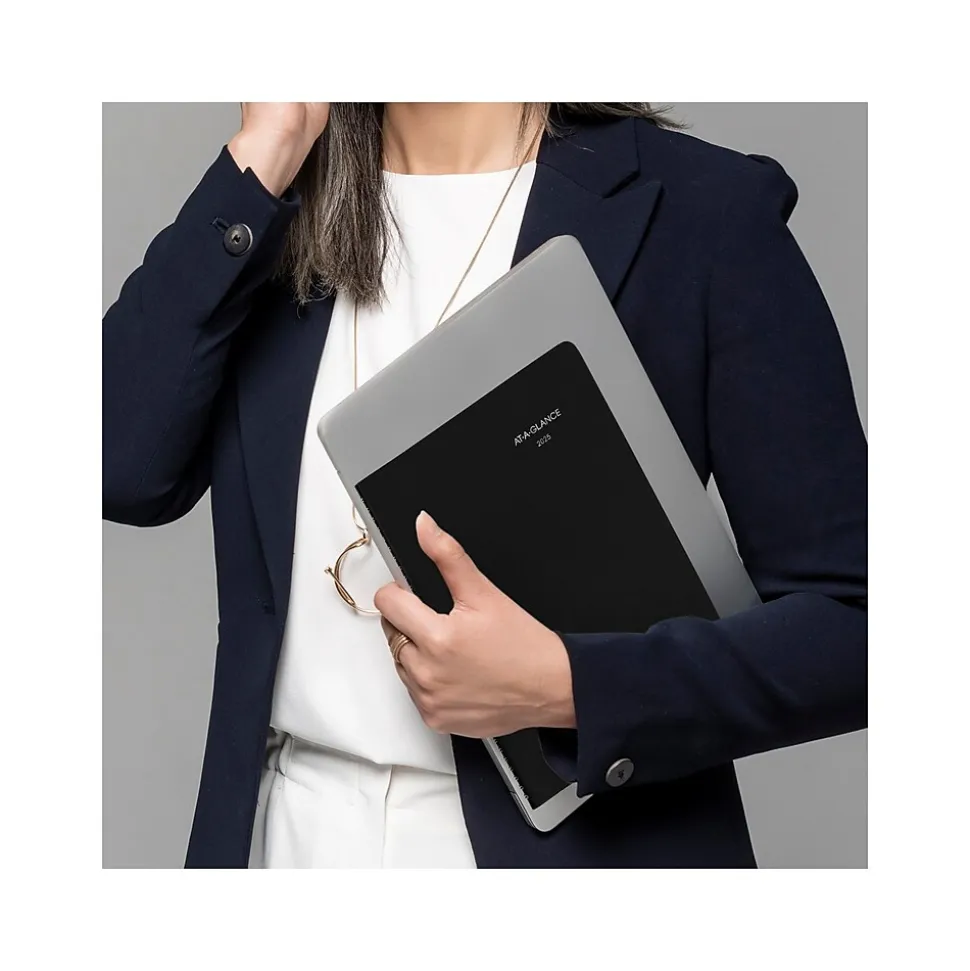 2025 AT-A-GLANCE DayMinder 8" x 11" Weekly Appointment Book, Faux Leather Cover, Black (G520-00-25)