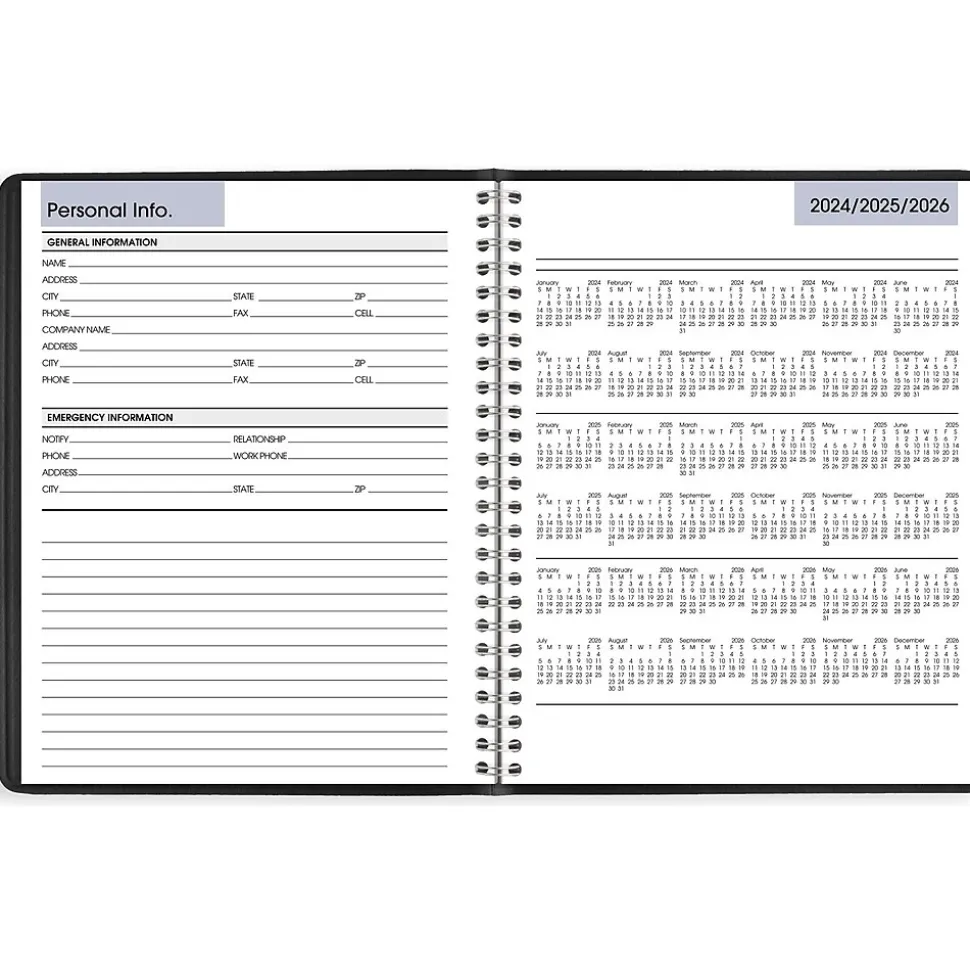 2025 AT-A-GLANCE DayMinder 7" x 8.75" Weekly Planner, Faux Leather Cover, Black (G590-00-25)