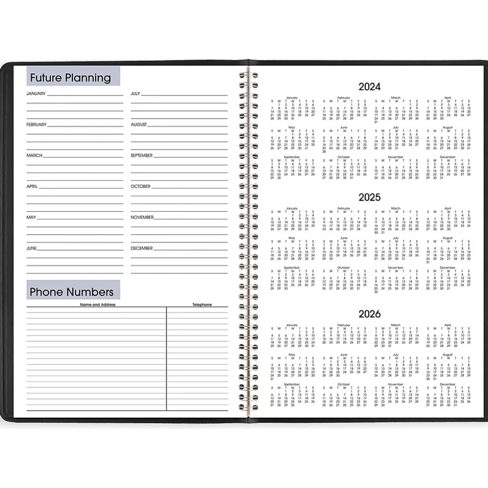 2025 AT-A-GLANCE DayMinder 8" x 12" Monthly Planner, Faux Leather Cover, Black (G470-00-25)
