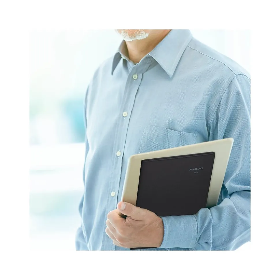 2025 AT-A-GLANCE DayMinder 8" x 12" Monthly Planner, Faux Leather Cover, Black (G470-00-25)