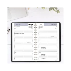 2025 AT-A-GLANCE DayMinder 5" x 8" Daily Appointment Book, Faux Leather Cover, Black (G100-00-25)