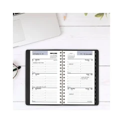 2025 AT-A-GLANCE DayMinder 3.5" x 6" Weekly Appointment Book Planner, Faux Leather Cover, Black (G250-00-25)