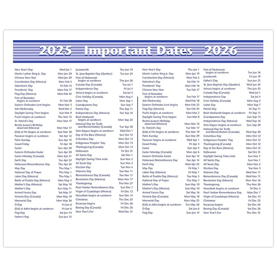 2025 AT-A-GLANCE Flip-A-Week 7" x 5.5" Weekly Desk Calendar Refill, White/Blue (SW705X-50-25)