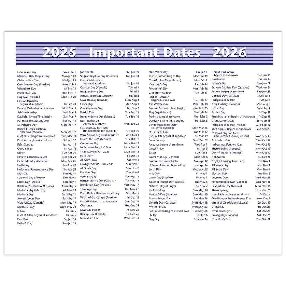 2025 AT-A-GLANCE Flip-A-Week 5.5" x 7" Weekly Desk Calendar, White/Purple (SW700X-00-25)