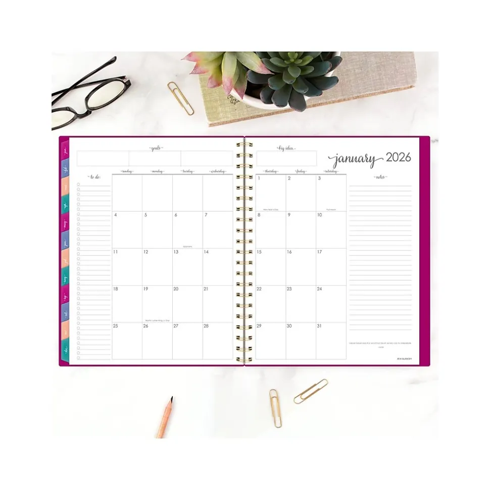 2025 AT-A-GLANCE Harmony 8.5" x 11" Weekly & Monthly Planner, Poly Cover, Beetroot (1099-905-56-25)