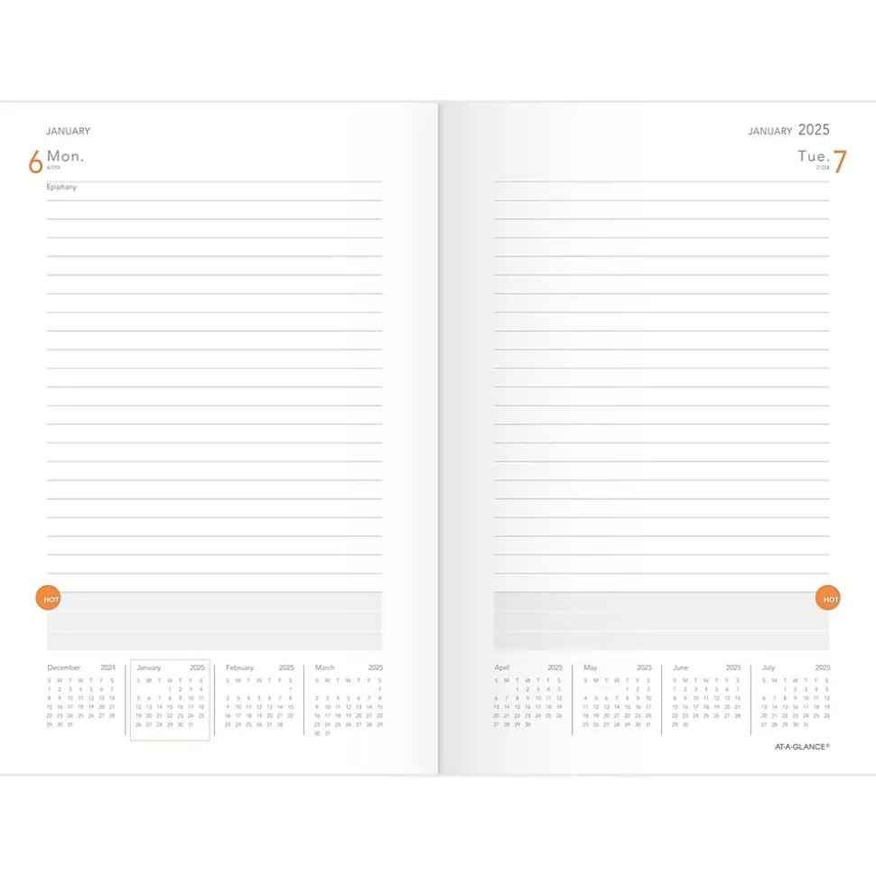 2025 AT-A-GLANCE Plan. Write. Remember. 5" x 8.25" Daily Planner, Paperboard Cover, Brown/Orange (70-6201-30-25)