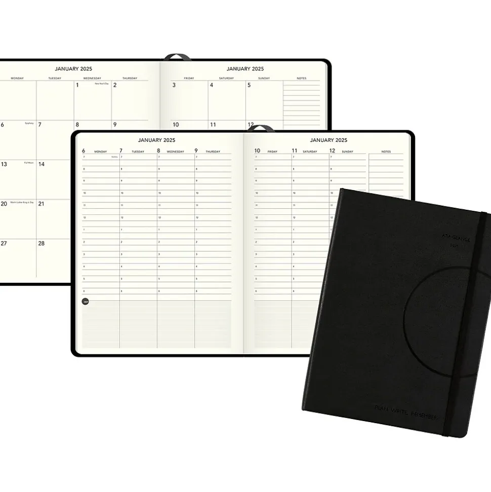 2025 AT-A-GLANCE Plan. Write. Remember. 7.5" x 10" Weekly & Monthly Appointment Book, Hardsided Cover, Black (70-6950-05-25)