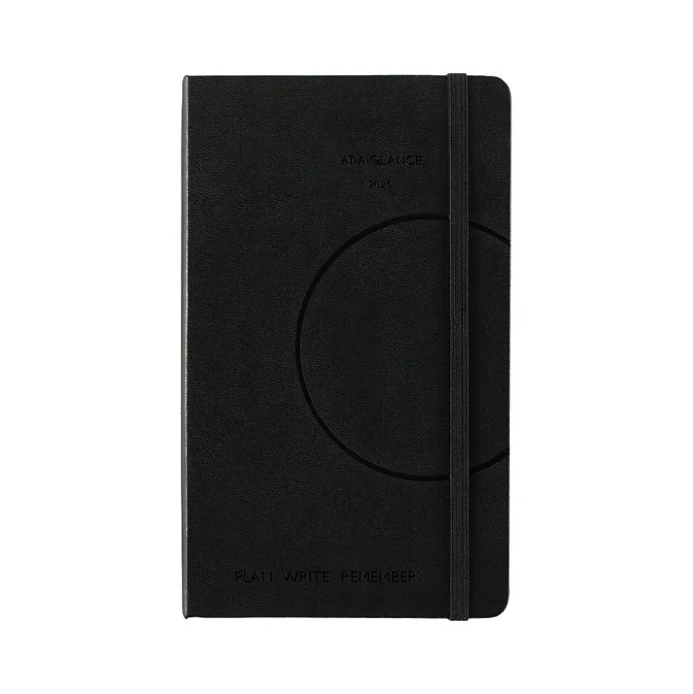 2025 AT-A-GLANCE Plan. Write. Remember. 5" x 8.25" Daily Planner, Hardsided Cover, Black (70-6800-05-25)