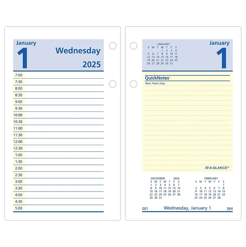 2025 AT-A-GLANCE QuickNotes 6" x 3.5" Daily Calendar Refill, Multicolor (E517-50-25)