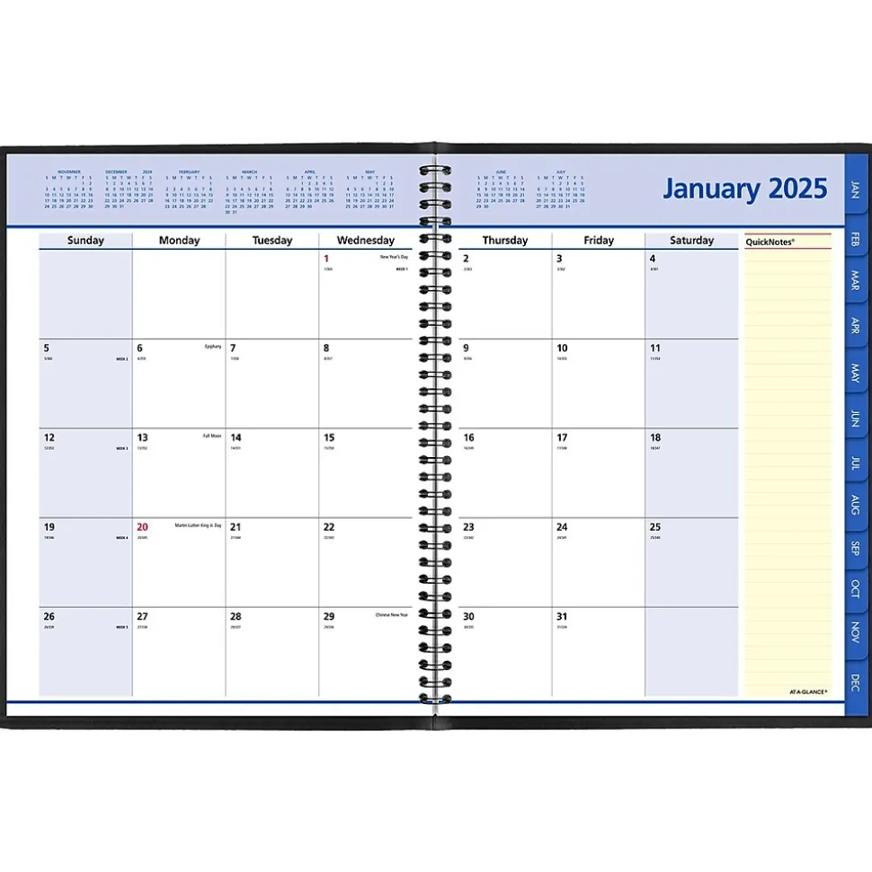 2025 AT-A-GLANCE QuickNotes 8.25" x 11" Monthly Planner, Faux Leather Cover, Black (76-06-05-25)
