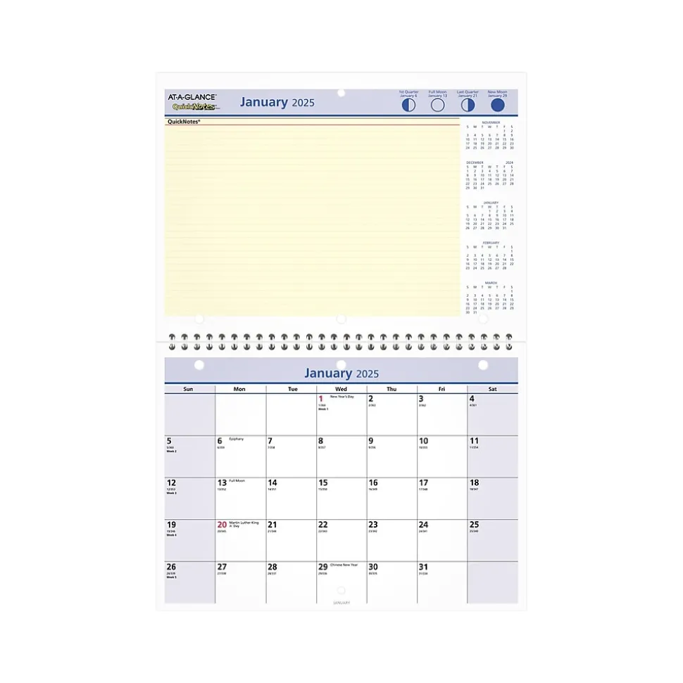 2025 AT-A-GLANCE QuickNotes 11" x 8" Monthly Desk or Wall Calendar, (PM50-28-25)