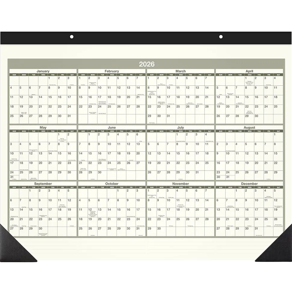 2025 AT-A-GLANCE Recycled 21.75" x 17" Monthly Desk Calendar, Green/Black (SK32G-00-25)