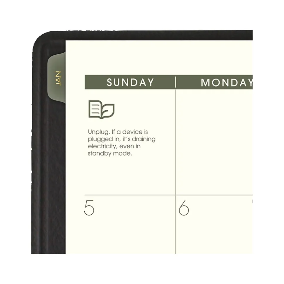 2025 AT-A-GLANCE Recycled 7" x 8.75" Monthly Planner, Faux Leather Cover, Black (70-120G-05-25)