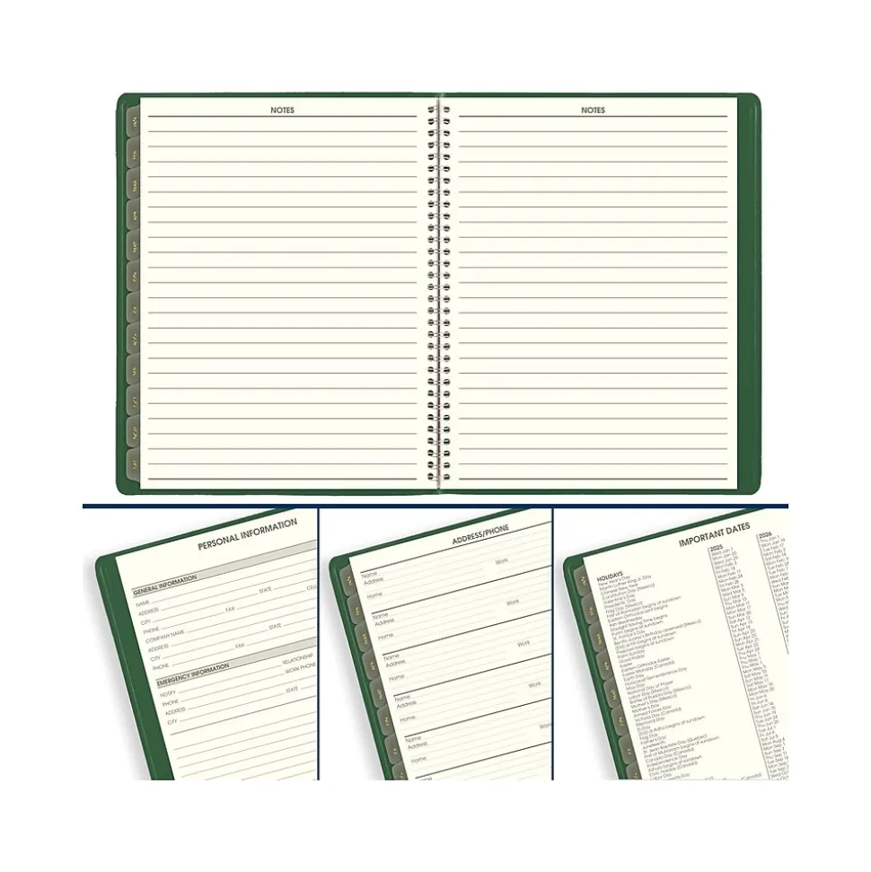 2025 AT-A-GLANCE Recycled 8.25" x 11" Weekly & Monthly Appointment Book, Faux Leather Cover, Green (70-950G-60-25)