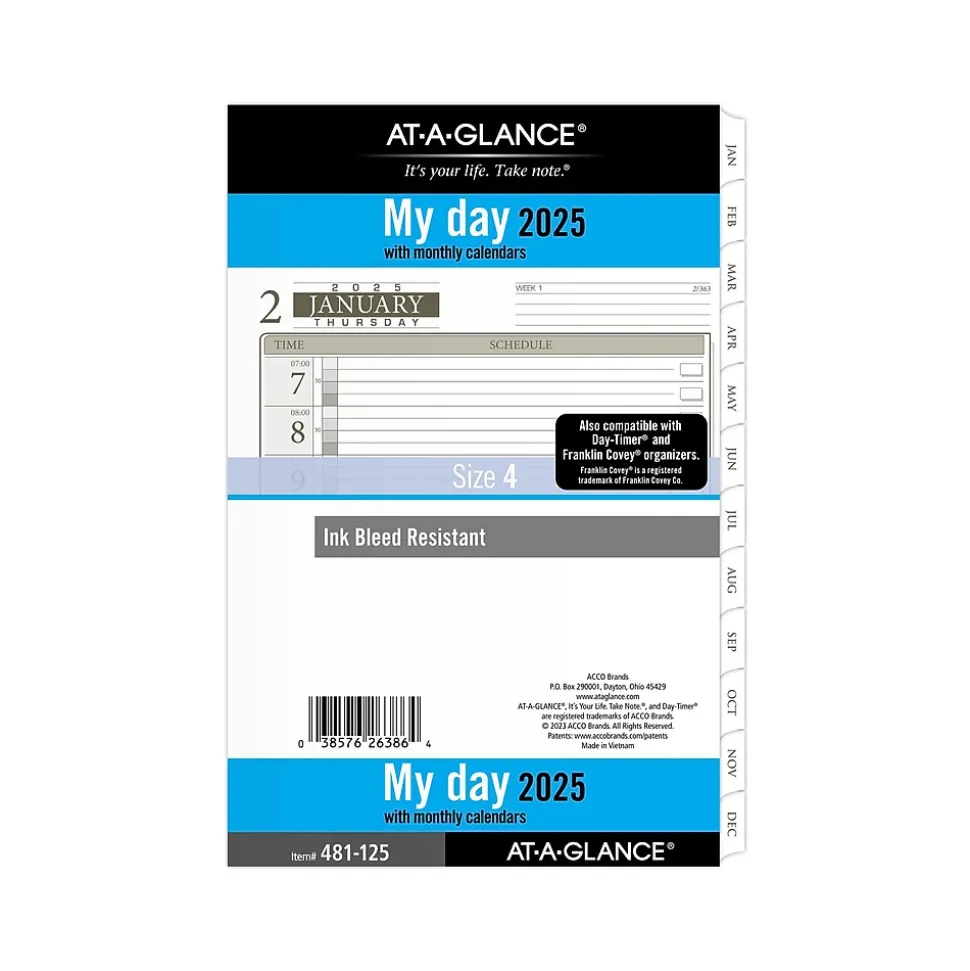 2025 AT-A-GLANCE Seascapes 8.5" x 5.5" Daily & Monthly Planner Refill, White/Brown (481-125-25)