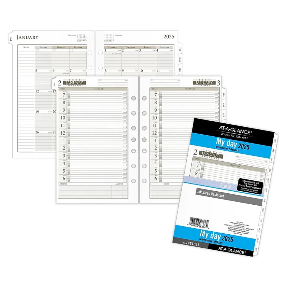 2025 AT-A-GLANCE Seascapes 8.5" x 5.5" Daily & Monthly Planner Refill, White/Brown (481-125-25)